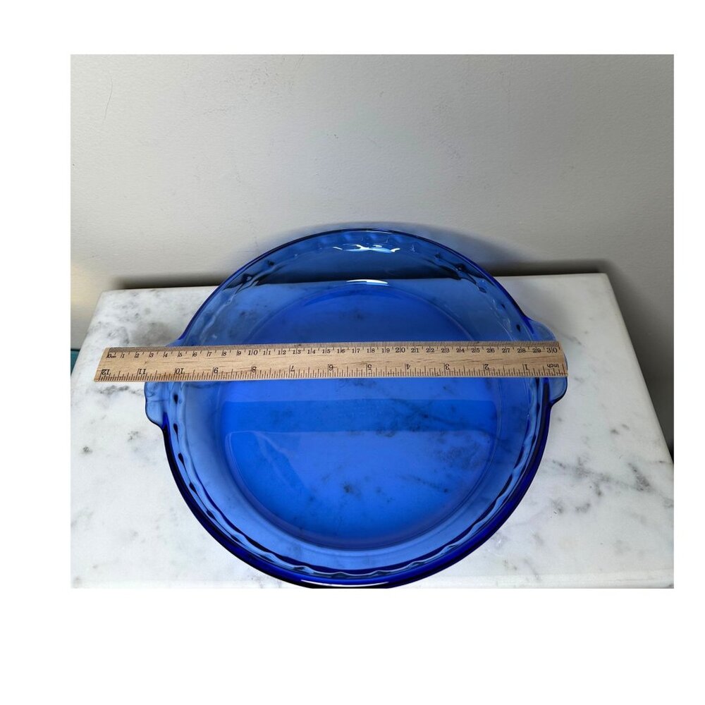 Vintage Pyrex Cobalt Blue Pie Plate 9.5 Inch No 229 | USA Made Glass Pie Dish - Picture 6 of 6